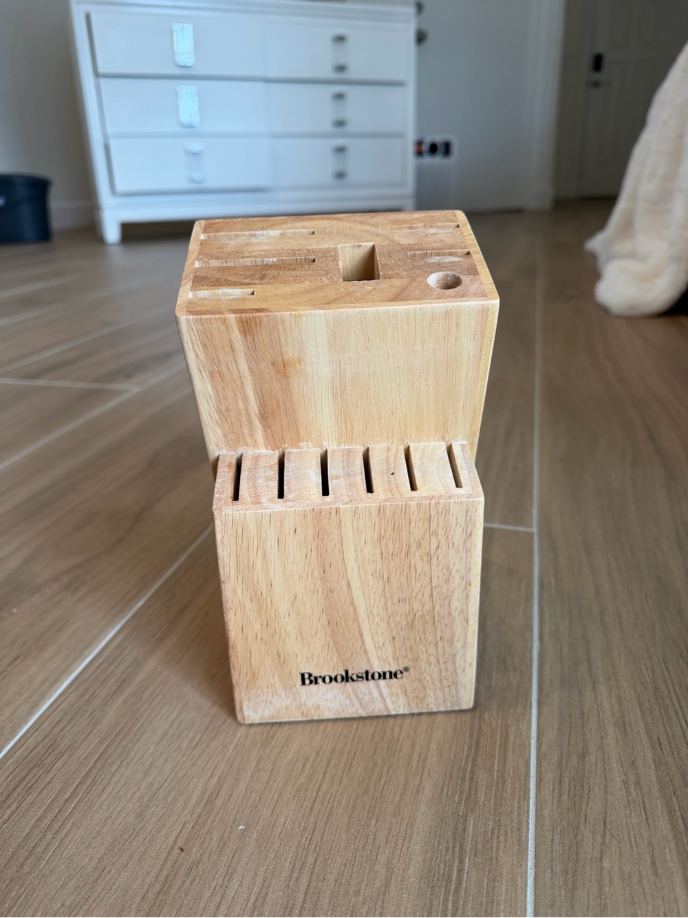 Brookstone Natural Wood Knife Block - Light Brown